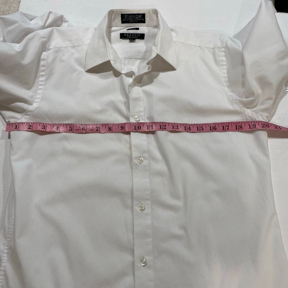 Marquis Signature Slim Fit Dress Shirt 15/15.5 32-33 – White Button Down Men’s L - Picture 6 of 10